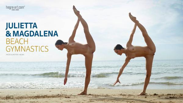 Julietta and Magdalena beach gymnastics